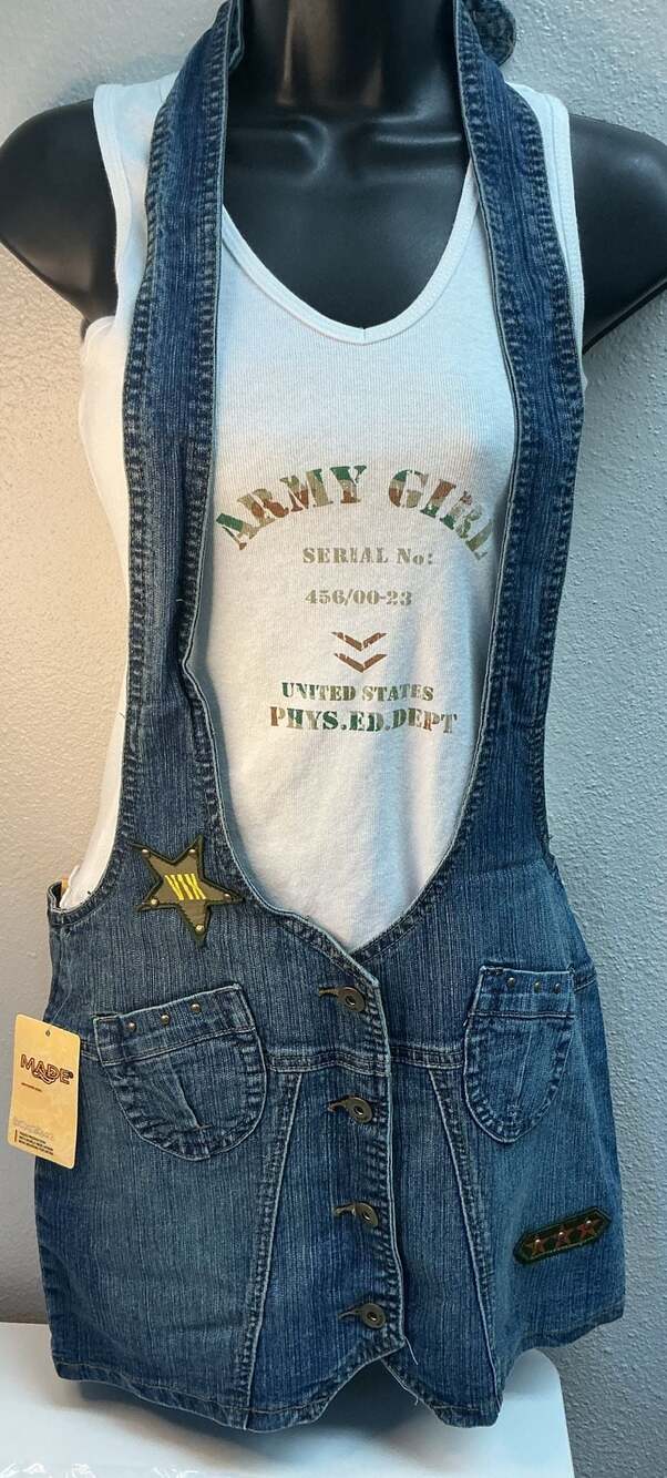 MADE Denim Jumper Dress With Attached Tank Top Size M Style M6463